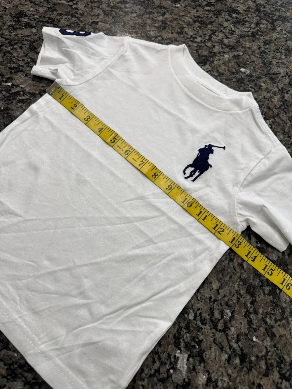 Ralph Lauren White Tee with Navy Polo Player Logo NEW 3T